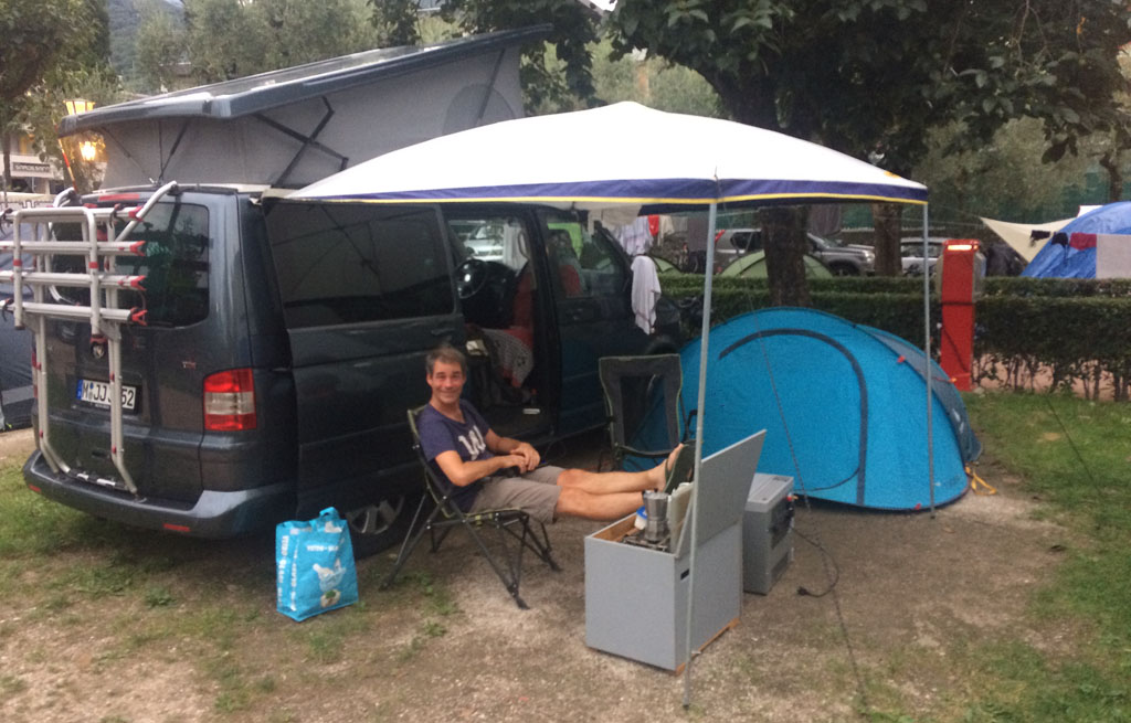 Stellplatz auf dem Campingplatz Al Lago in Riva del Garda